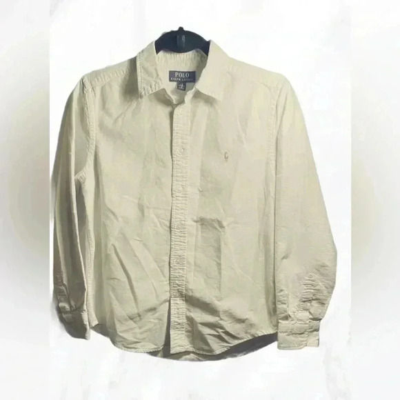 Polo by Ralph Lauren cream cotton chambray button down long sleeve 14/16 - Picture 2 of 5